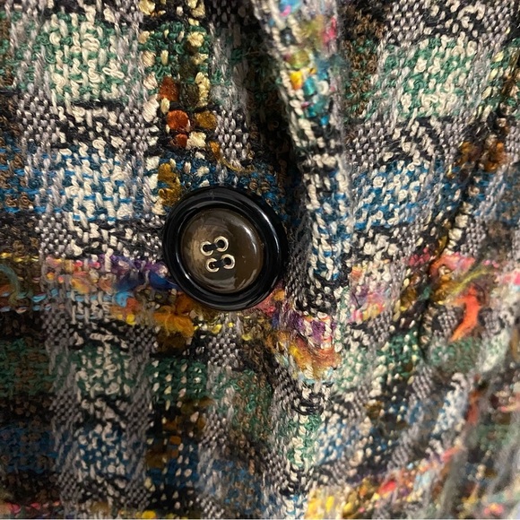 Vintage 90s Multicolor Tweed Jacket with Houndstooth Trim - Carlisle Size 10 - Picture 4 of 11